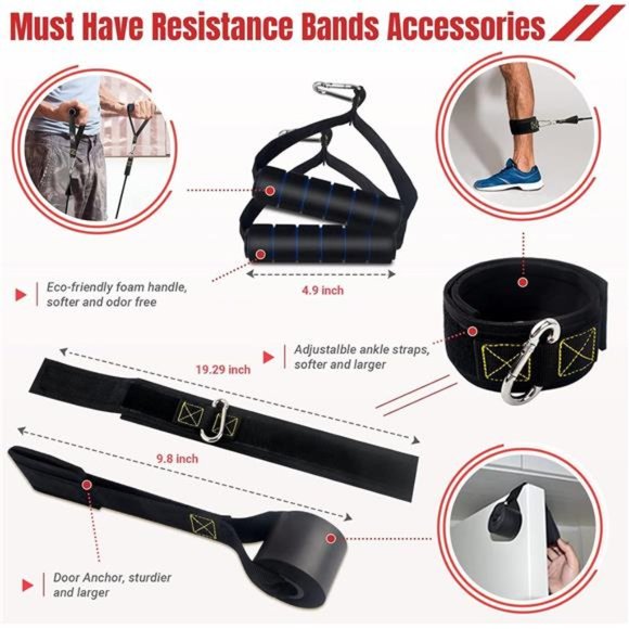 Resistance Bands Set with Handles, Exercise Bands Workout Bands Fitness Bands - Picture 6 of 7